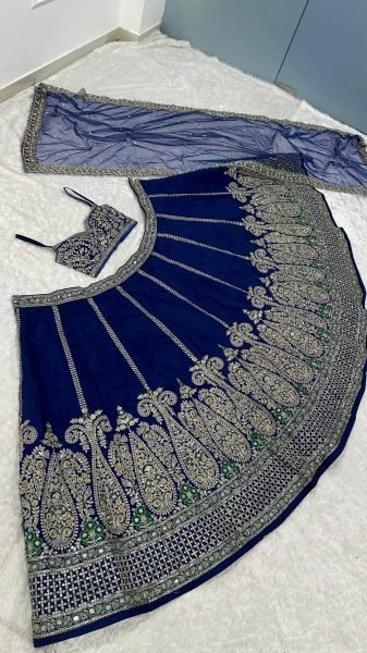 Groundbreaking Blue Thai Silk Lehenga Choli with Sequin Dori and Thread Work Designer Lehenga Choli