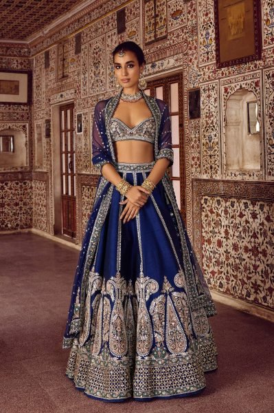 Groundbreaking Blue Thai Silk Lehenga Choli with Sequin Dori and Thread Work Designer Lehenga Choli