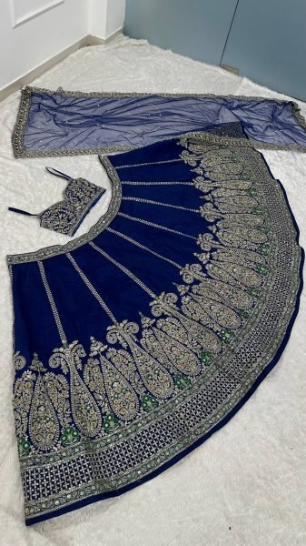 Groundbreaking Blue Thai Silk Lehenga Choli with Sequin Dori and Thread Work Designer Lehenga Choli