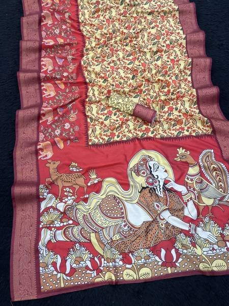 Groundbreaking Dola Silk Saree with Printed Design And Weaving Border For Womens Silk Sarees Wholesale