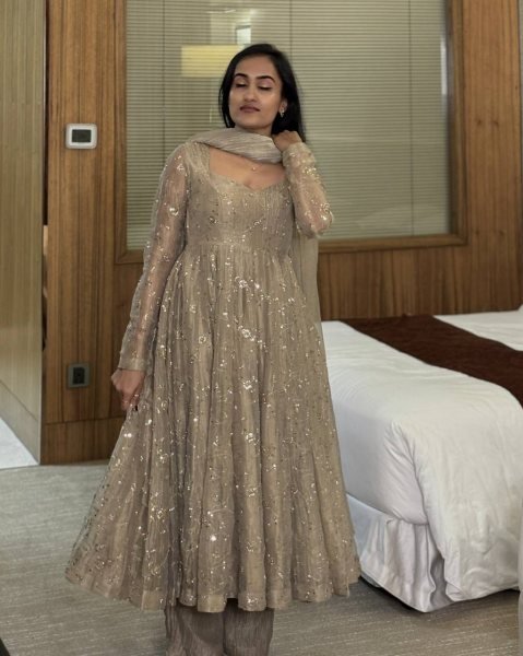 Groundbreaking Grey Fully Stitched Fendi Crush Anarkali Gown with Pant and Dupatta Ready To Wear Collection