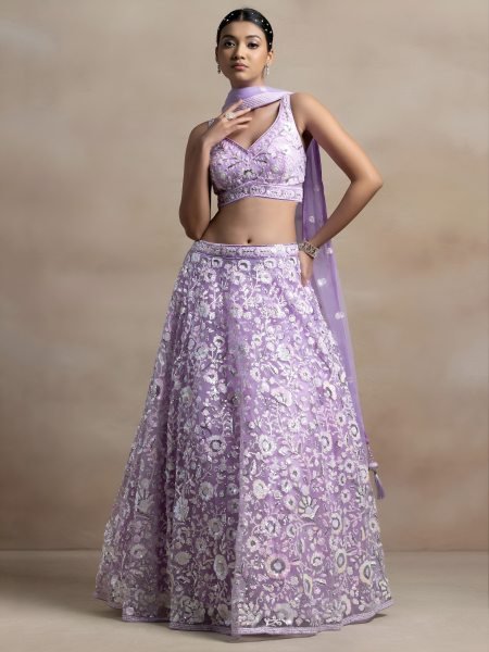 Groundbreaking Lavender Heavy Embroidered Lehenga at Manufacturer Price Bridal Lehenga Choli
