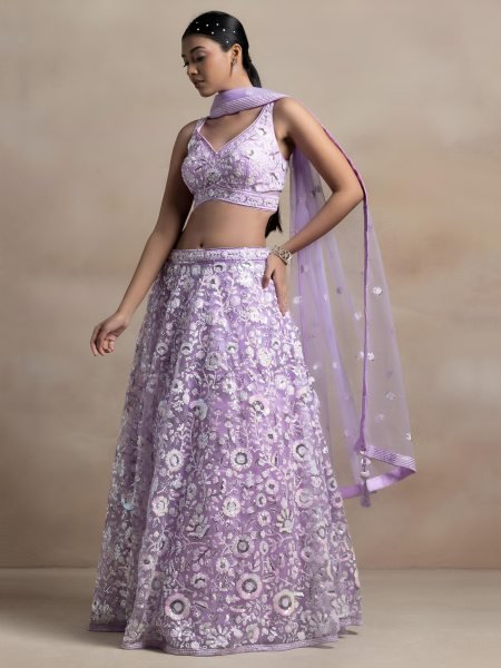 Groundbreaking Lavender Heavy Embroidered Lehenga at Manufacturer Price Bridal Lehenga Choli