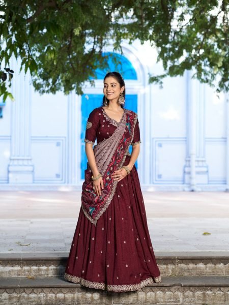 Groundbreaking Maroon Trending Lehenga Choli with Heavy Embroidery Work for Festive Season  Lehenga