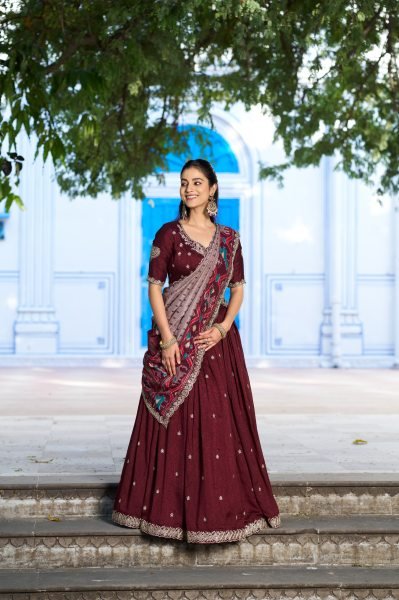 Groundbreaking Maroon Trending Lehenga Choli with Heavy Embroidery Work for Festive Season Designer Lehenga Choli