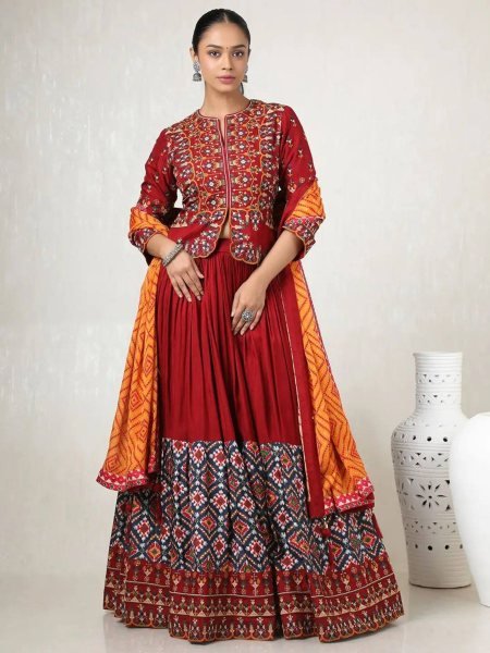 Groundbreaking Multi Muslin Cotton Chaniya Choli with Real Mirror Work and Digital Print Dupatta For Navrati   Lehenga
