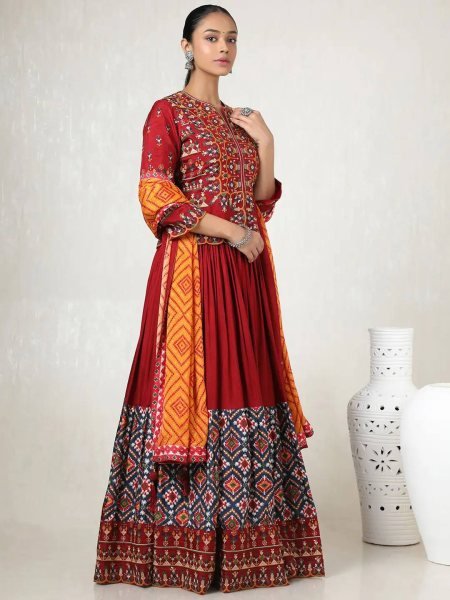 Groundbreaking Multi Muslin Cotton Chaniya Choli with Real Mirror Work and Digital Print Dupatta For Navrati  Navratri Lehnega Choli