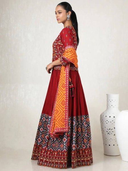 Groundbreaking Multi Muslin Cotton Chaniya Choli with Real Mirror Work and Digital Print Dupatta For Navrati  Navratri Lehnega Choli