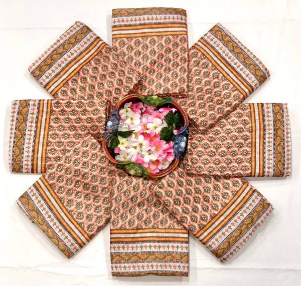 Groundbreaking Peach Designer Cotton Kota Check Saree with Full Body Digital Print Cotton Sarees Wholesale