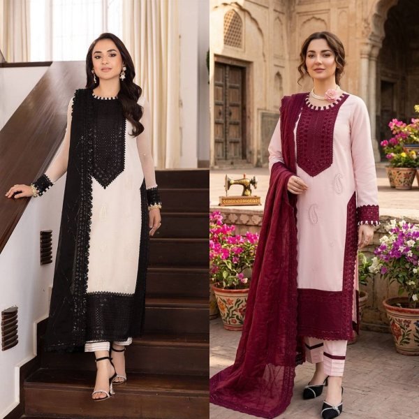 Groundbreaking Pink Crepe Outfit with Embroidery Work for Special Occasions Ready To Wear Collection