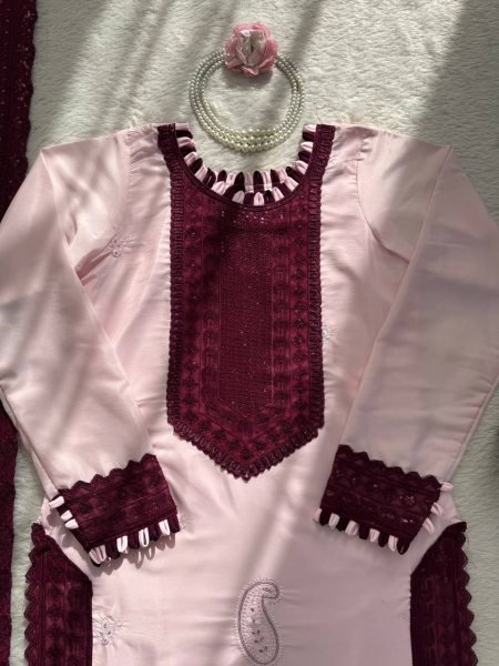 Groundbreaking Pink Crepe Outfit with Embroidery Work for Special Occasions Ready To Wear Collection