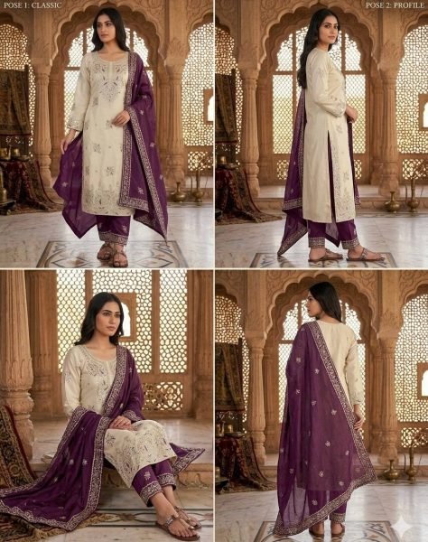 Groundbreaking Purple Embroidered GMY Silk Suit for Festive and Wedding Functions Ready To Wear Collection