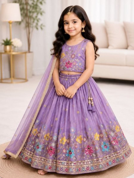 Groundbreaking Purple Soft Sindur Silk Lehenga Choli with Sequins Embroidery for Wedding Wear Kurtis