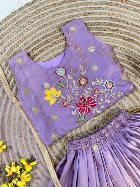 Groundbreaking Purple Soft Sindur Silk Lehenga Choli with Sequins Embroidery for Wedding Wear Girls Wear