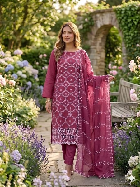 Groundbreaking Rani Pink Designer PV Vichitra Silk Suit Set with Multi Work Dupatta Dress Material 