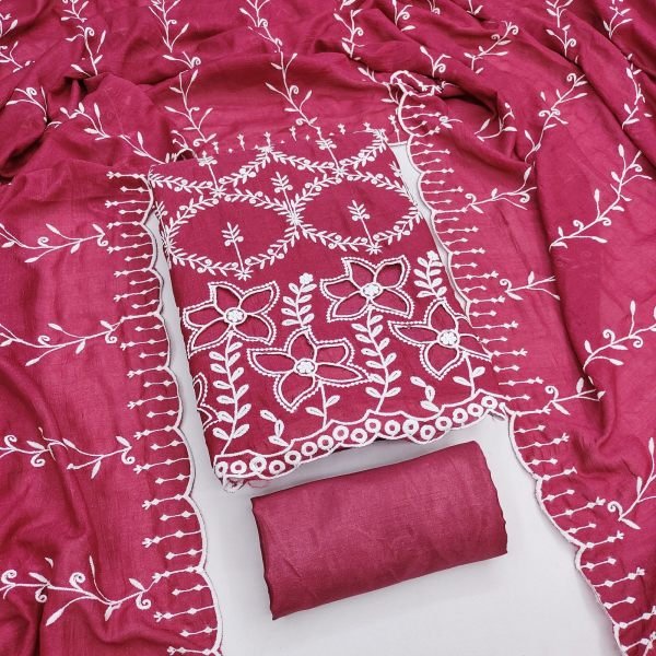 Groundbreaking Rani Pink Designer PV Vichitra Silk Suit Set with Multi Work Dupatta Color Set Matching Dress Material Wholesale