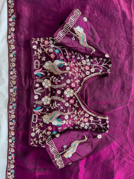 Groundbreaking Wine Satin Saree with Embroidered Blouse for Party and Reception Wear Designer Wedding Sarees Wholesale
