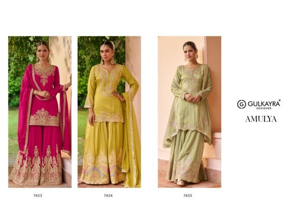 Gulkayra Amulya Lemon Yellow Designer Chinon 3 Piece Set with Embroidery at Manufacturer  Designer Plazzo Salwar Suits Wholesale