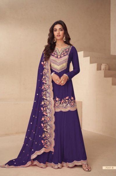 Gulkayra Archana Chinon Embroidered Palazzo Salwar Suit in Purple Designer Plazzo Salwar Suits Wholesale