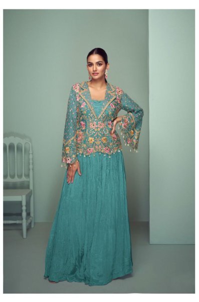Gulkayra Crown Gold Chinon 4 Pcs Catalog Readymade Party Suits Supplier India Full Set Salwar Kameez