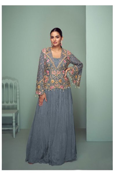 Gulkayra Crown Gold Chinon 4 Pcs Catalog Readymade Party Suits Supplier India Full Set Salwar Kameez