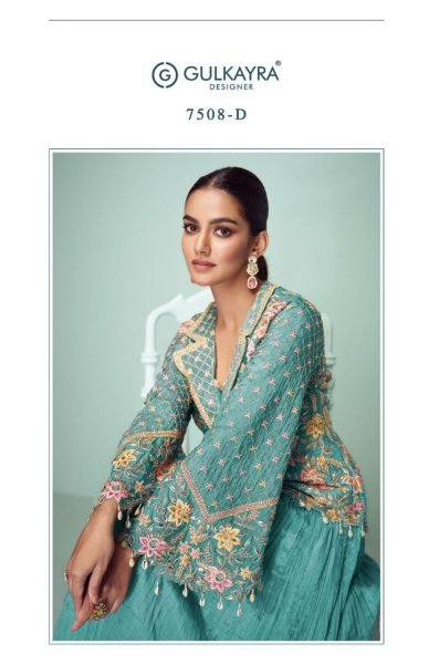 Gulkayra Crown Gold Chinon 4 Pcs Catalog Readymade Party Suits Supplier India Full Set Salwar Kameez