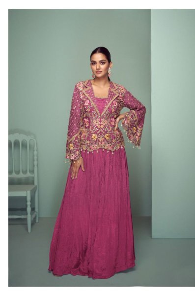 Gulkayra Crown Gold Chinon 4 Pcs Catalog Readymade Party Suits Supplier India Full Set Salwar Kameez