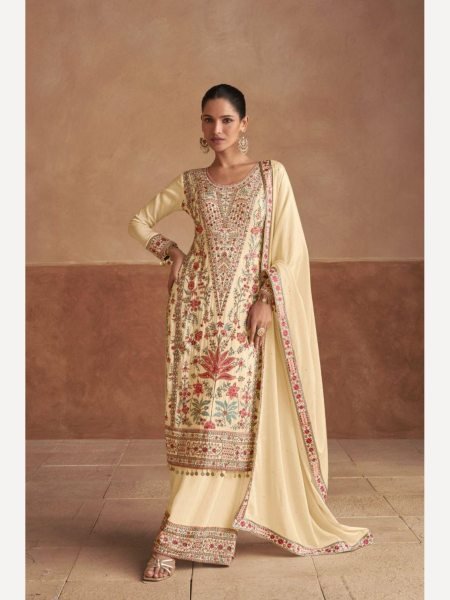 Gulkayra Designer Fully Stitched Real Chinon Plazzo Suits  Designer Plazzo Salwar Suits Wholesale