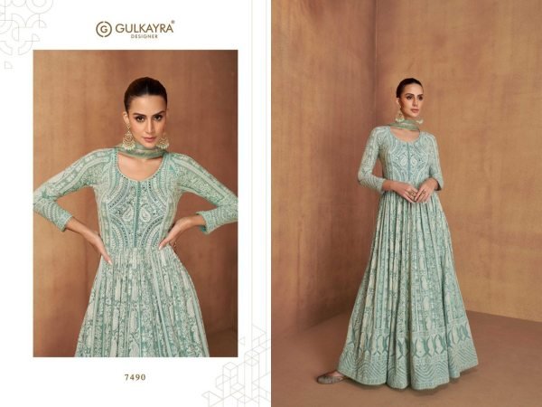 Gulkayra Designer Georgette Suit with Embroidery and Handwork Dupatta for Party Wear Buyer Anarakali Gown Wholesale