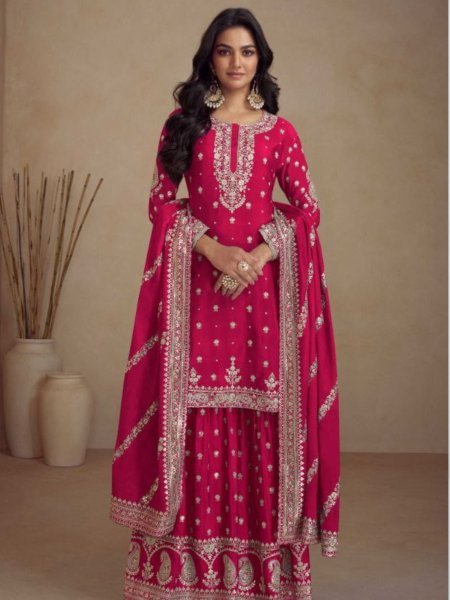 Gulkayra Designer Sadaf Real Chinon Plazzo Suits  