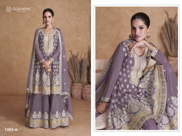 Gulkayra Flory 7403     Real Chinon Embroidered  Dress Designer Plazzo Salwar Suits Wholesale