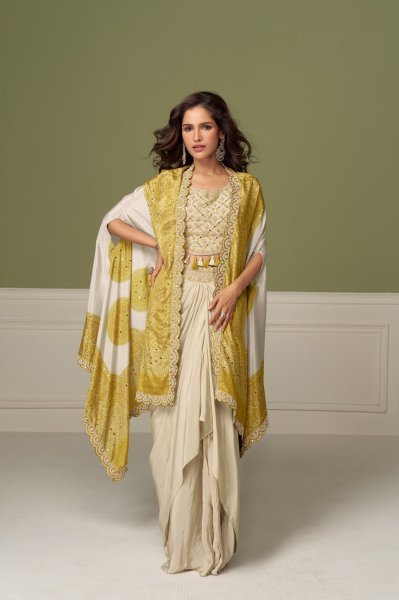 Gulkayra Yellow Designer Ruhi Real Chinon Embroidered 3 Piece Suit Set at Manufacturer Rate Designer Plazzo Salwar Suits Wholesale