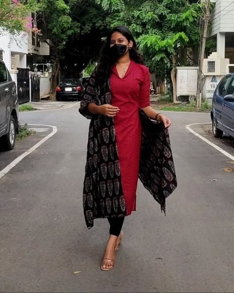 Hakoba Collar Kurti with Lilan Cotton Dupatta for College girls Cotton Kurtis Wholesale