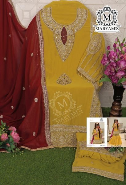 Yellow Georgette Sharara Pakistani Style Embroidered Elegance Pakistani Suits Wholesale