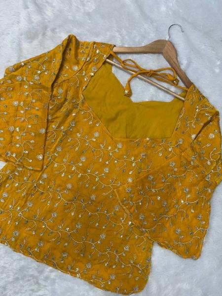 Haldi Special Fendy Silk Party Wear Palazzo Set With Thread and Embroidery Work For Woman Ready To Wear Collection