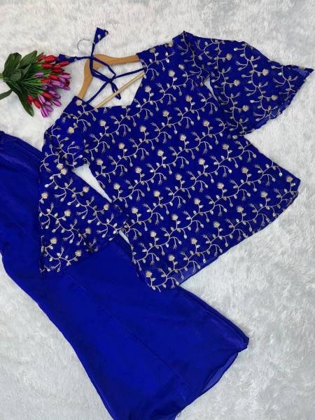 Haldi Special Fendy Silk Party Wear Palazzo Set With Thread and Embroidery Work For Woman Ready To Wear Collection