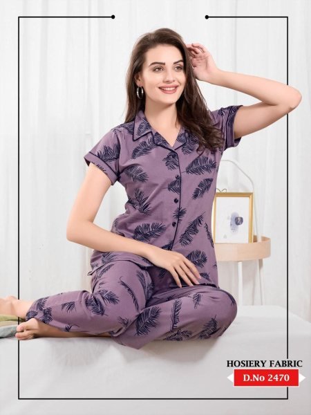 Half Sleeve Cotton Nightwear Set for Ladies Comfortable Pajama Set for Daily Use Night Suit Wholesale