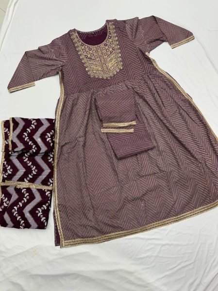 Hand Block Print Long Naira Cut Rayon Kurti Set 3 Piece Kurti Set