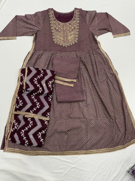 Hand Block Print Long Naira Cut Rayon Kurti Set 3 Piece Kurti Set