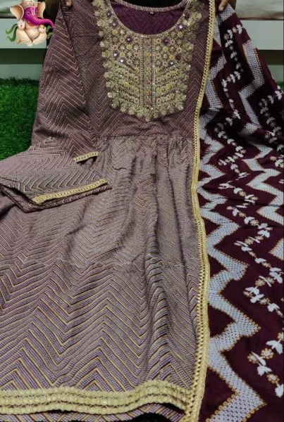 Hand Block Print Long Naira Cut Rayon Kurti Set 3 Piece Kurti Set