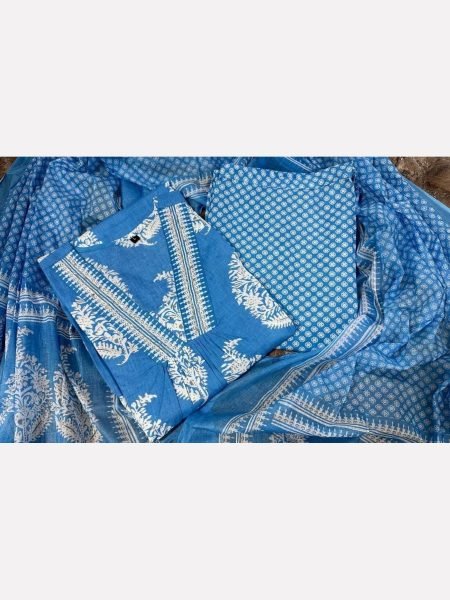 Hand Work Super Hit Design Cotton Kurti 3pc Set  3 Piece Kurti Set