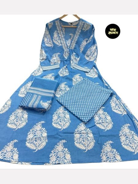 Hand Work Super Hit Design Cotton Kurti 3pc Set  3 Piece Kurti Set