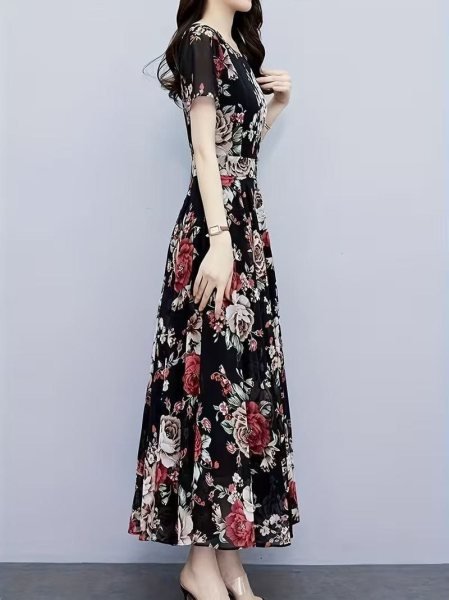 Handcrafted Black Women Chiffon Maxi Dress for Casual and Party Wear Western Ladies Top Wholesale