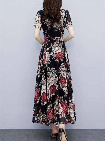 Handcrafted Black Women Chiffon Maxi Dress for Casual and Party Wear Western Ladies Top Wholesale