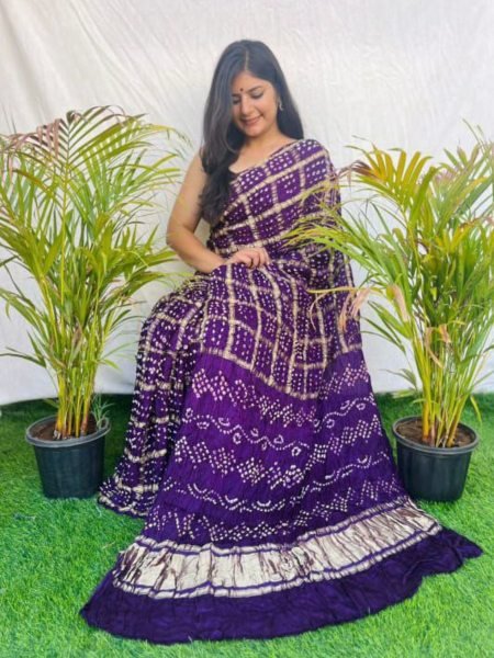 Handcrafted Gaji Silk Bandhani Saree with Ek Dani Work Pure Bandhej Wedding Collection Sarees 