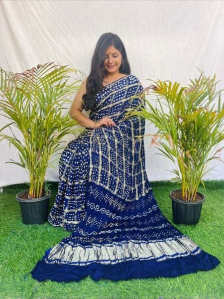 Handcrafted Gaji Silk Bandhani Saree with Ek Dani Work Pure Bandhej Wedding Collection Bandhej Sarees Wholesale