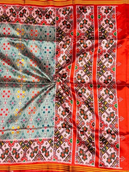 Handcrafted Green Patola Silk Saree with Double Ikkat Print and Heavy Decorative Tassels Sarees 