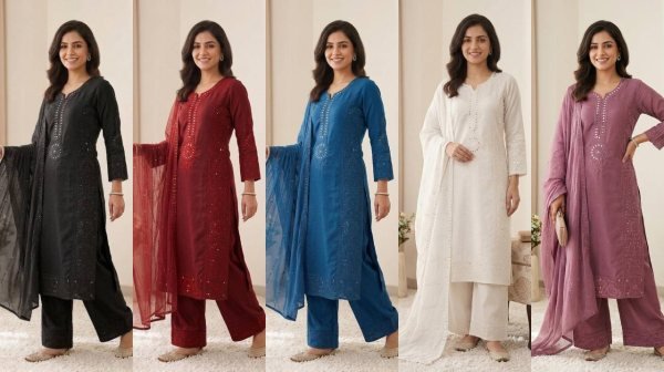 Handcrafted Mirror Work Kurti Set with Embroidered Organza Dupatta Ready To Wear Collection
