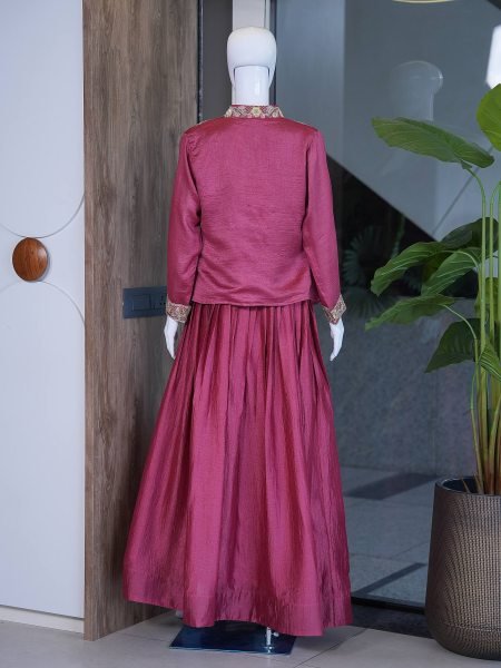 Handcrafted Onion Pink Designer Zazu Silk Lehenga with Embroidered Jacket Designer Lehenga Choli