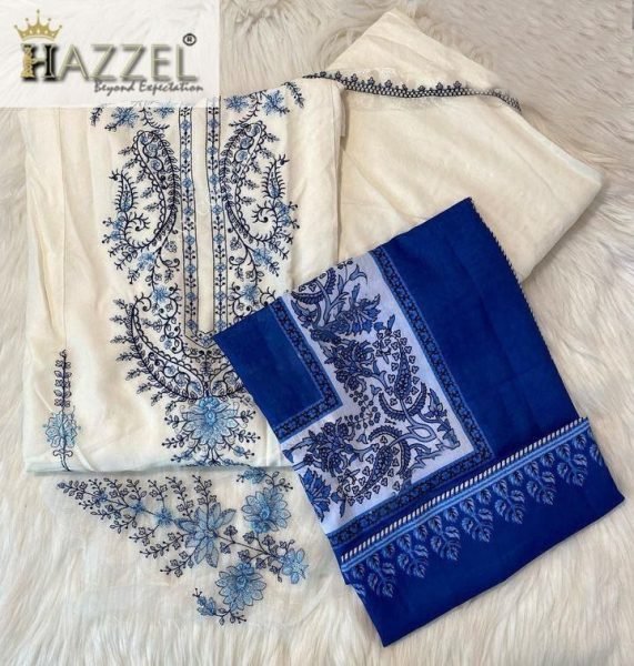 Hazel Pakistani Designer Suit with Embroidery & Digital Print Dupatta Pakistani Suits Wholesale